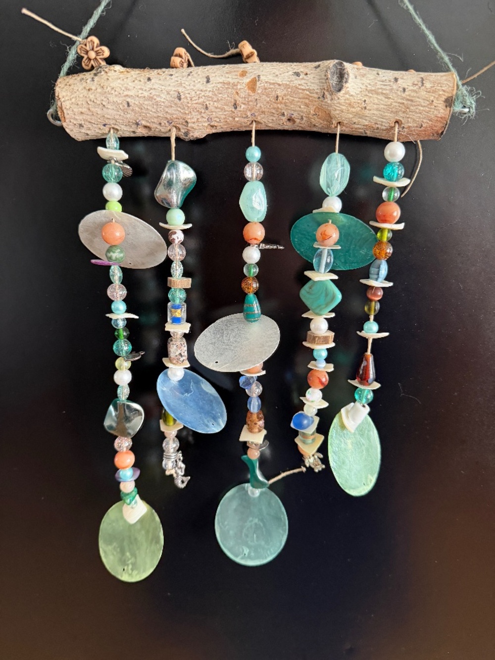 Wind Chime, Seashell Wind Chime With Beads And Natural Wood